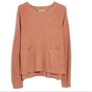 Madewell patch pocket pullover sweater tan slightly cropped